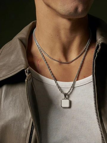 Double Layer Geometric Pendant Necklace